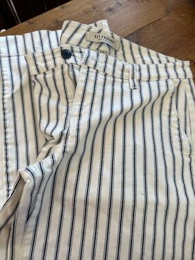 Liverpool White Jeans with Navy Vertical Stripes — Cropped Ankle